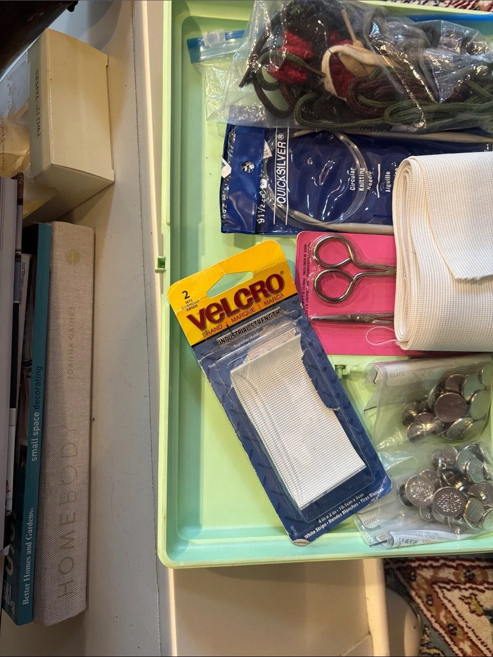 Mint Green Woven sewing Storage Case - Portable Organizer